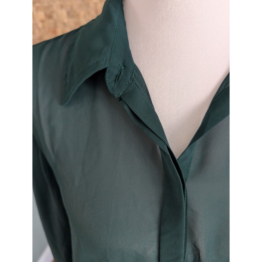 Abercrombie Sheer Teal Green Button Down Collared Shirt Going Out Top Luxury S image 5